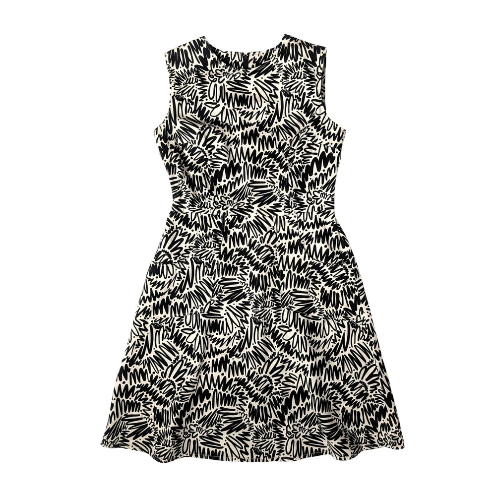 Nooworks Edie Zig Zag Dress Cotton Abstract Doodle Print Indie Casual Mini Sz S